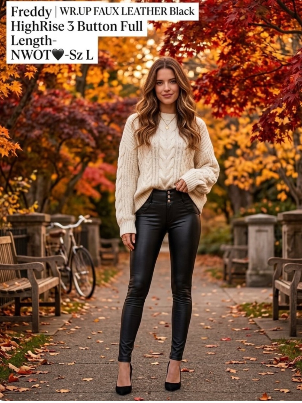 Freddy WR.UP Faux Leather Leggings High
Rise 3 Button Black Size L